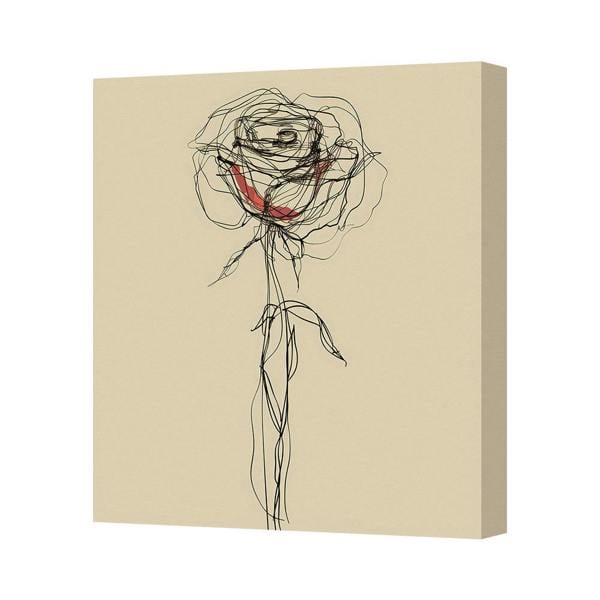 Benjamin Tate Design Contemporary Rose Abstract Sketch Canvas Art Print On Deep Wooden Frame