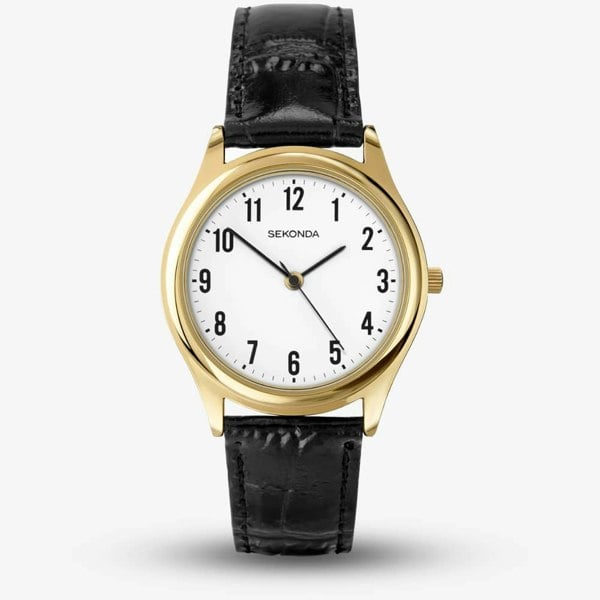 Sekonda Easy Reader Gold Plated Black Watch 3623