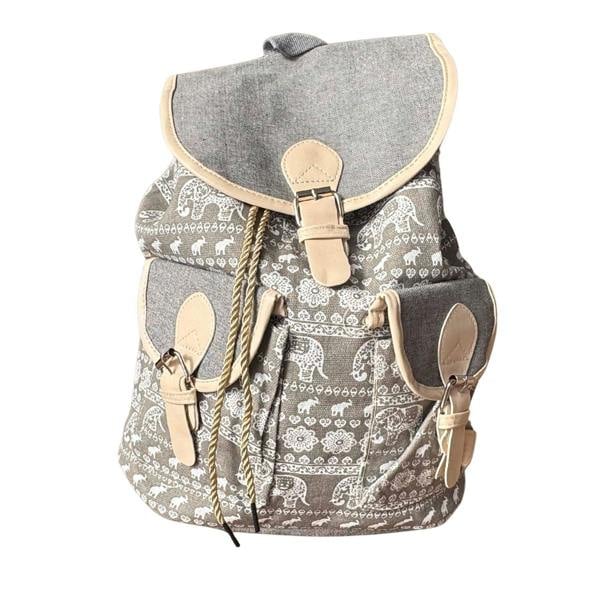 Lorenz Boho Canvas Backpack Womens Drawstring Rucksack