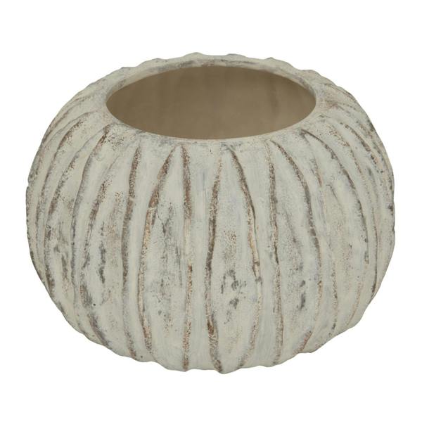 Hill Interiors Lorenzo Rotund Fin Vase - White/Grey Wash - 