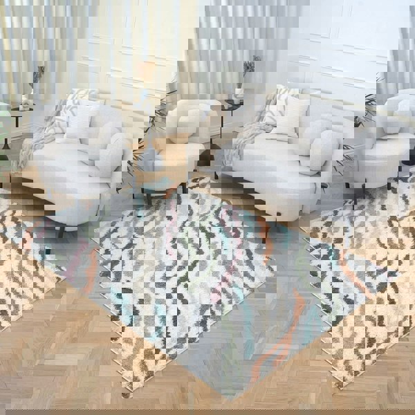 Moodi Shaggy Multicolour Rug, abstract design, 30 mm plush pile| THE RUGS