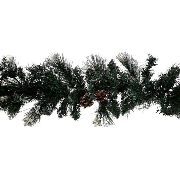 Samuel Alexander 2.7m Snow Flocked Christmas Garland with Pine Cones and Mixed Needles
