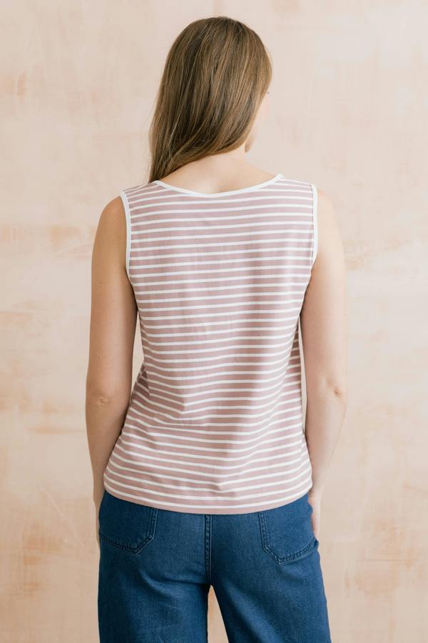 Lily & Me Haze Buttoned Soft Pink Stripe Vest