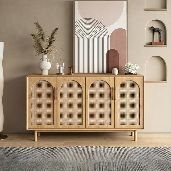 Celeste Rattan Sideboard, Pine Wood - 2 door sideboards