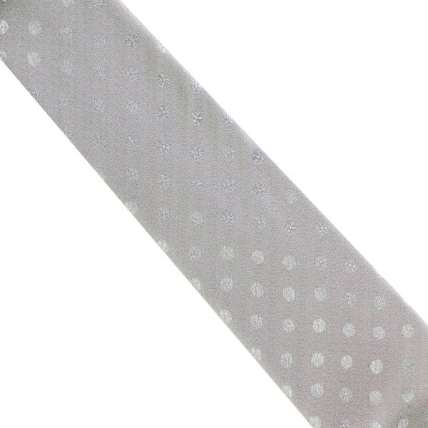 Dries Van Noten pale grey and shimmering silver dot patterned tie