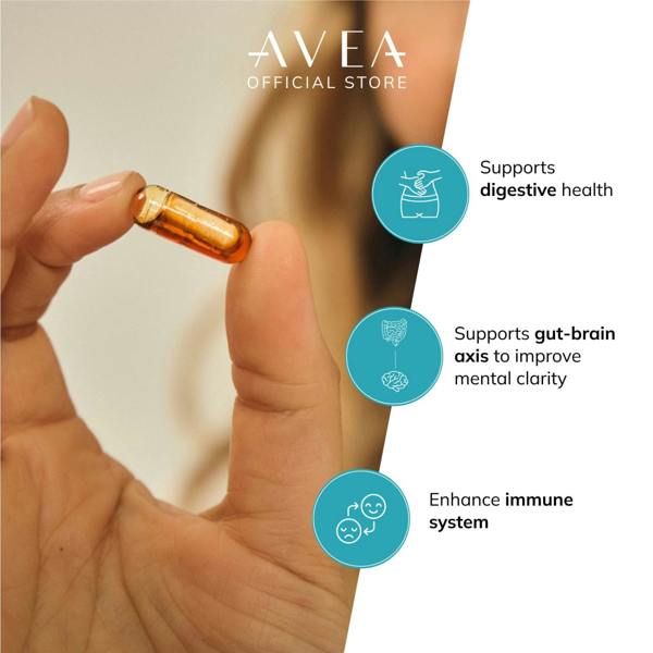 AVEA Biomind Probiotic & Brain Health Supplement (30 Capsules) - 30 Billion CFU - Vitamin B12, Panax Ginseng & Vitamin B6 - Brain Fog & Gut Health - Vegan