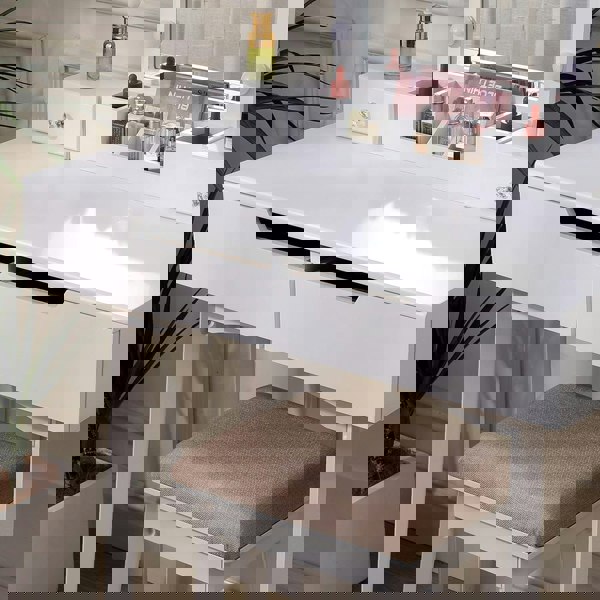 137cm H Modern Makeup Desk Set with Lighted Mirror and Stool Dressing Tables Living and Home