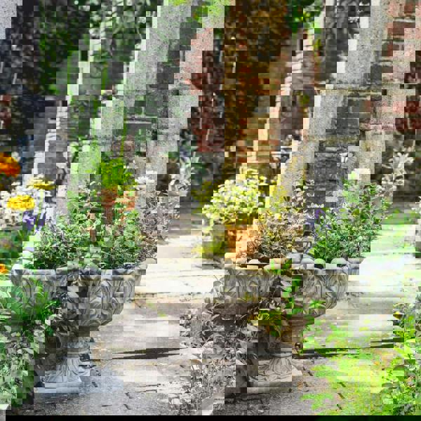 Pair of Tulip Design Stone Cast Garden Vases