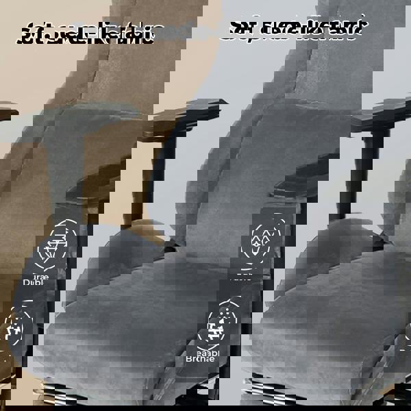 Levede Office Desk Chair Gaming Recliner Adjustable Height with Footrest Grey