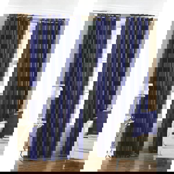 Riva Home Fiji Faux Silk Ringtop Curtains - Royal Blue