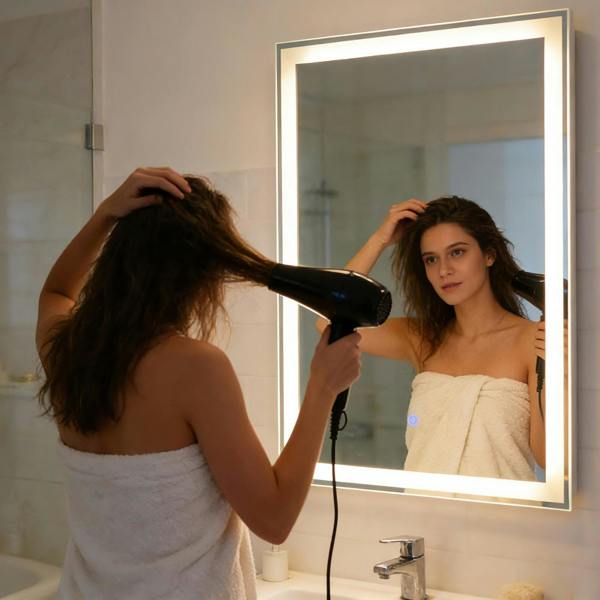 Gr8 Home LED Bathroom Mirror 60 x 90cm Anti Fog Touch Sensor Dimmable Wall Mounted Smart Mirror