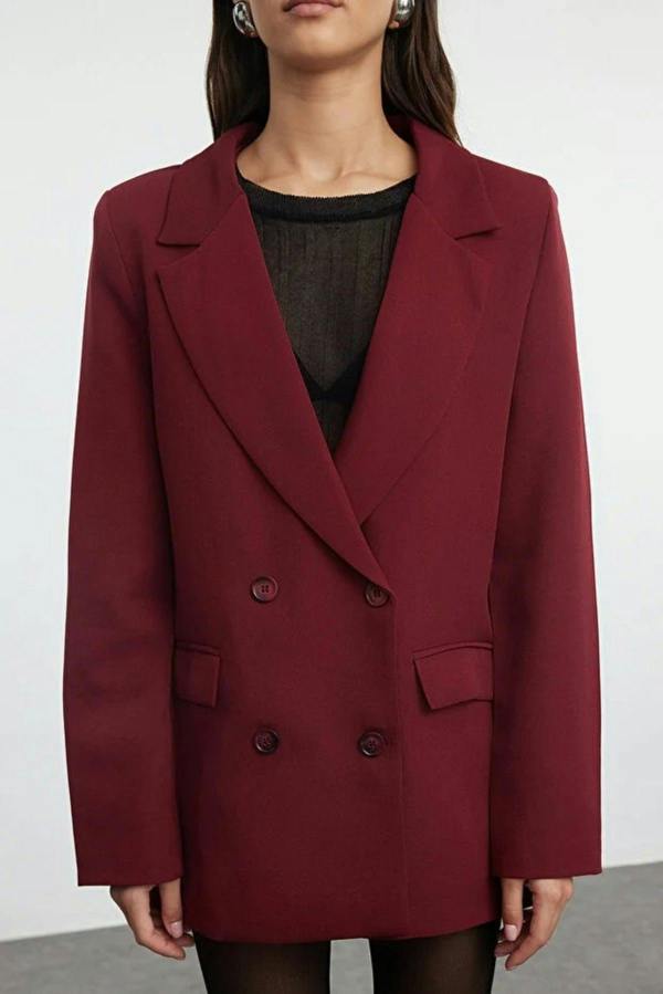 WOVCOR Lined Woven Blazer Jacket with Button Detail