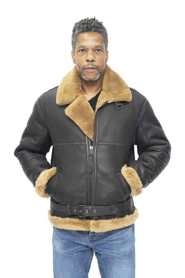 Infinity Leather Mens RAF Sheepskin Leather Aviator Jacket-Colchester