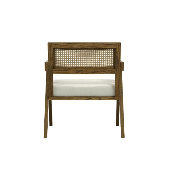 Wyld Haus Martone Wooden Rattan Ecru White Woven Accent Chair