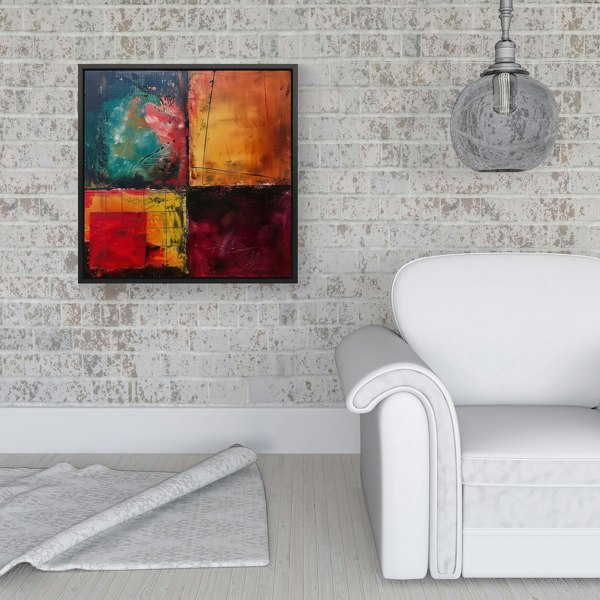 Warren Reed Quadrant Fusion: Colours In Conflict Framed Canvas