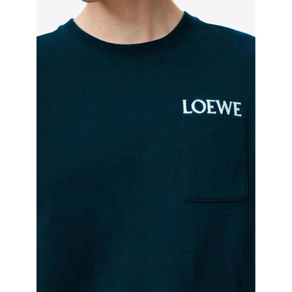 Loewe Embroidered Logo Pocket T-Shirt   in  Navy