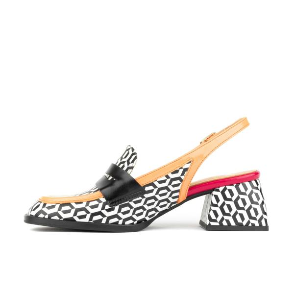 Embassy London Diana - Peach & Hexa Print - Women's block heel slingback leather pump