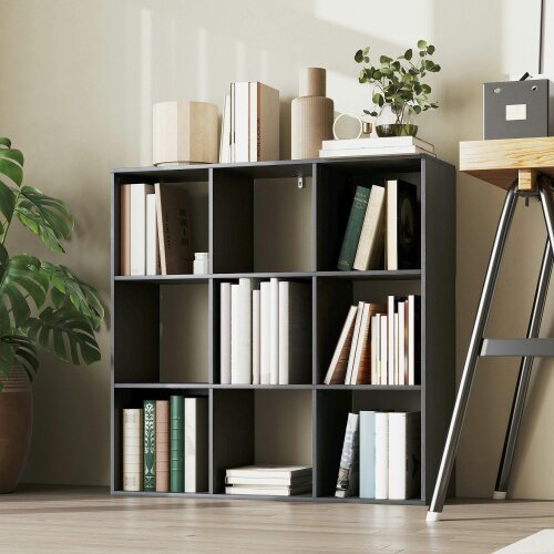 Wyld Haus Solipa Wood Black 9 Cube Storage Bookcase
