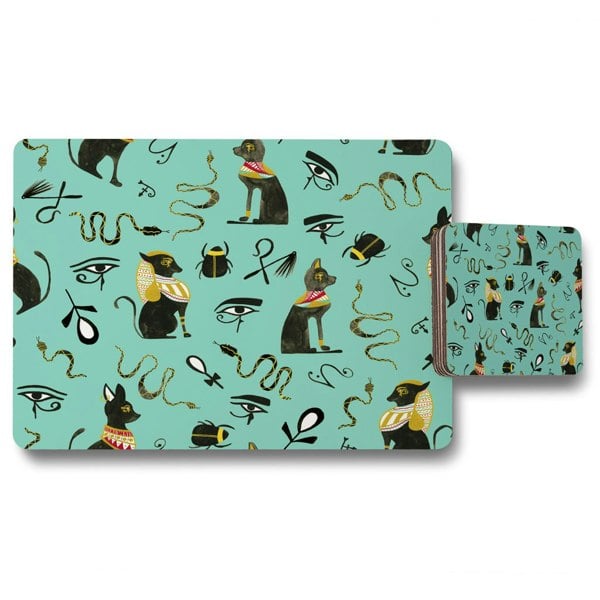 New Product Hand Painting Abstract, Ancient Egypt Horus Eye Signs (Placemat & Coaster Set)  - Andrew Lee Home and Living