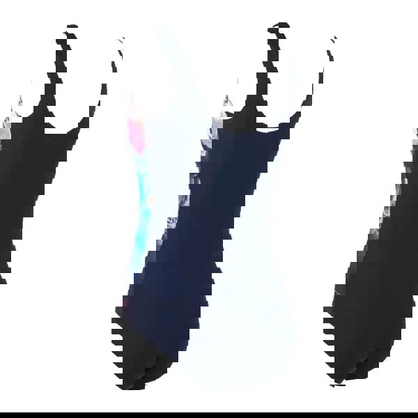 Zoggs Biarritz scoopback swimsuit in navy with colorful back graphic