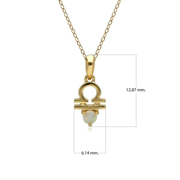 135P2001019 Opal Libra Zodiac Charm Necklace in 9ct Yellow Gold 3