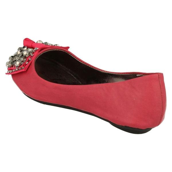 Cutie Girls Cutie Slip On Ballerina Pumps with Jewelled Bow