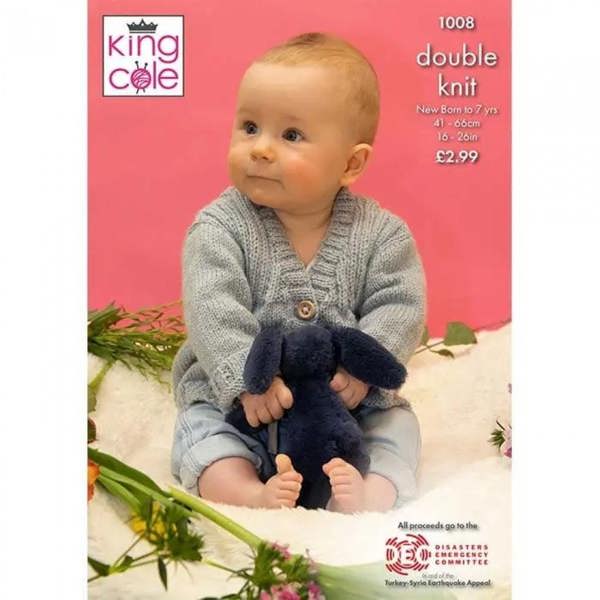King Cole Baby DK Knitting Pattern 1008, Cardigans for Baby, Kids, Newborn - 7 Years