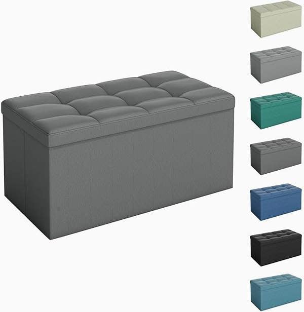 Ottoman 76cm Rectangular Ottoman Foldable Storage Bench Upholstered Foot Rest