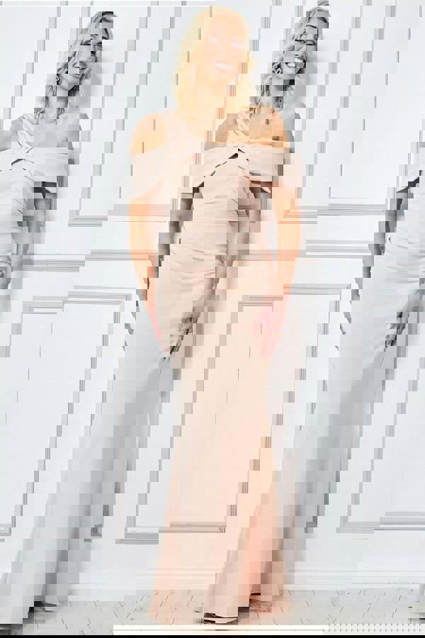 One Shoulder Knot Maxi - Beige DR3368