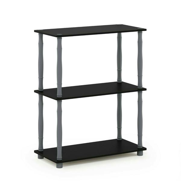 WALPLUS Turn-N-Tube 3-Tier Compact Multipurpose Shelf Display Rack with Classic Tube, Black/Grey perfect for organized storage and display