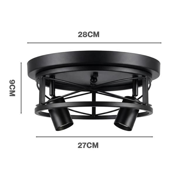 Emitto Ceiling Lights E27 Metal Cage 90° Adjustable Heads Kitchen Fixture Black