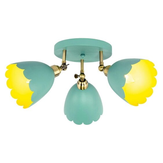 Happy Homewares Modern Pale Sage Green Ceiling Spotlight Fitting with Scalloped Shades