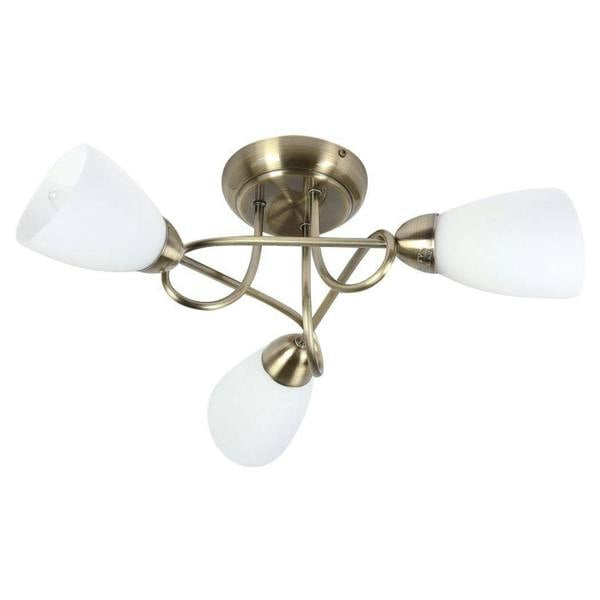 Pagazzi Lighting Jaco 3 Light Semi Flush Antique Brass Ceiling Light