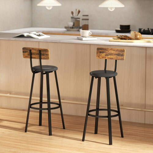 Wyld Haus Namto Set Of 2 Brown And Black Industrial Steel Frame Bar Stools