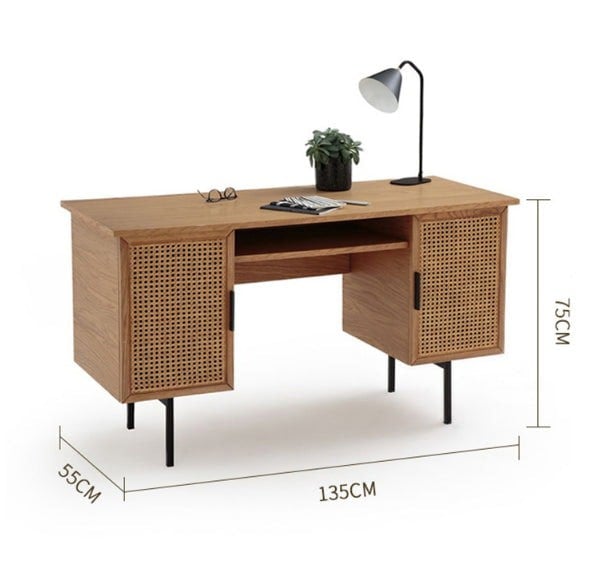 Lindy Rattan Office Desk, Oak-Weilai Concept-Weilai Concept