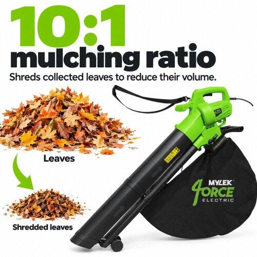 Mylek Leaf Blower & Vacuum, 3000W Mulcher with 2 Collection Bags