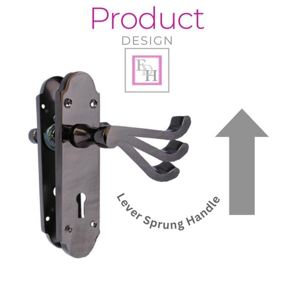EDH Door Hardware Black Nickel Epsom Victorian Scroll on Shaped Back Plate Lock Door Handle 1 Pair