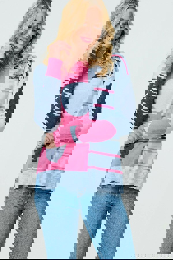 Blue | Abstract Print Drop Shoulder Jumper
