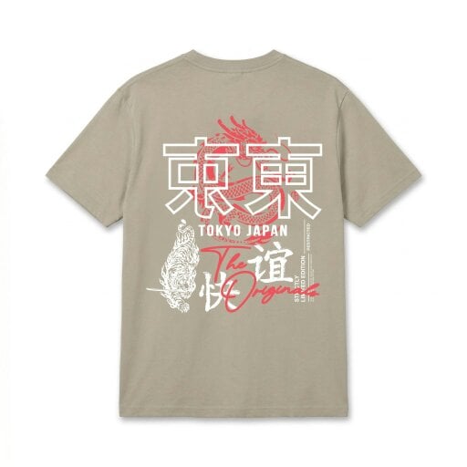 London Attitude Tokyo Dragon Premium Organic Cotton Relaxed Fit T-Shirt