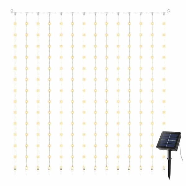 Gardenwize Solar Curtain Lights – 192 LED Warm White Hanging Lights
