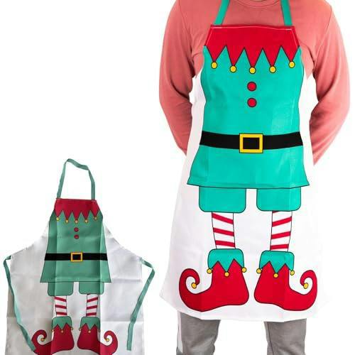 Adult Christmas Elf Apron with Festive Print for Cooking, Baking and Holiday Parties image 5
