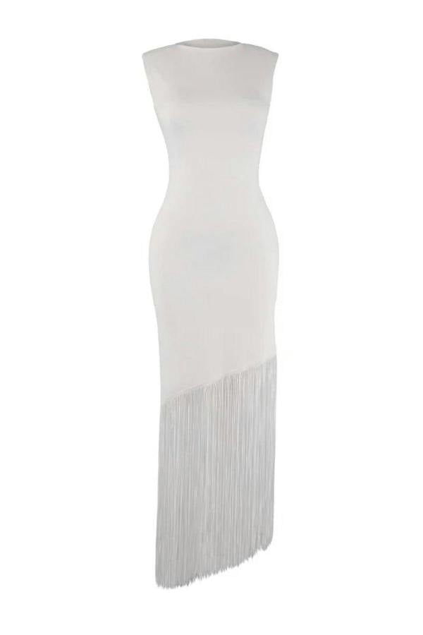 WOVCOR Tassel Detail Knitted Evening Dress