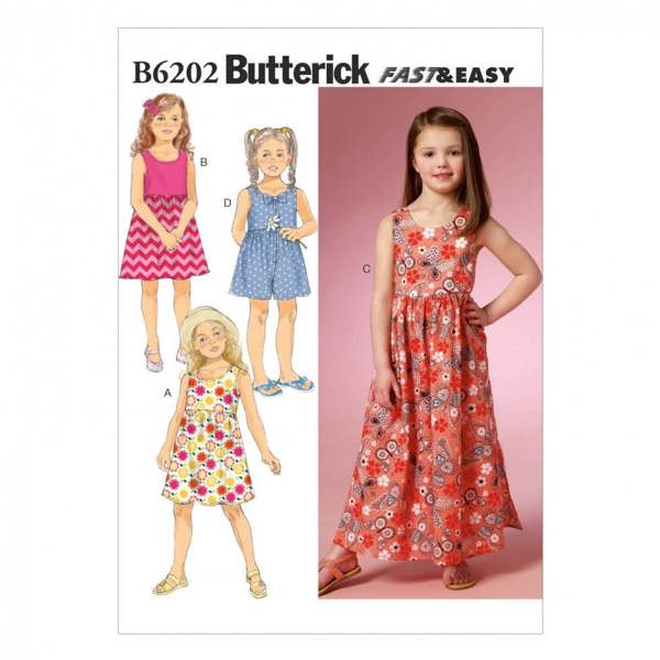 Butterick Sewing Pattern 6202, Dresses, Shorts for Kids, 2-3-4-5 - Easy
