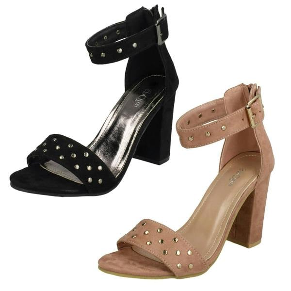 Spot On Ladies Spot On Mid Chunky Heel Sandals