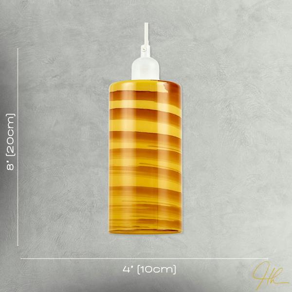 Striped Amber Glass Cylinder Pendant Shade with Retro Inspired Look Image 7