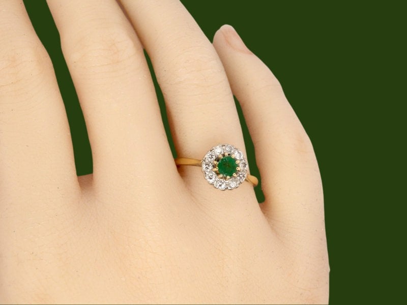 Vintage Tom A vintage Emerald and Diamond cluster ring