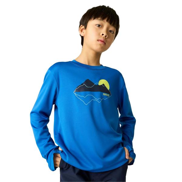 Regatta Childrens/Kids Alvarado Mountain Scene Long-Sleeved T-Shirt - Olympian Blue - 