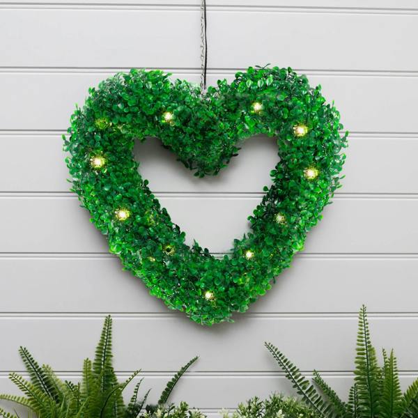 Gardenwize Solar Hanging Ornament – Topiary Heart Light with 30 LED Warm White Lights
