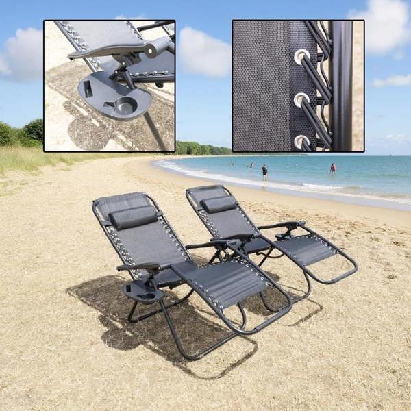 Shatchi Gravity Chair Heavy Duty Textoline Outdoor & Garden Folding Reclining Patio Chair,1pc