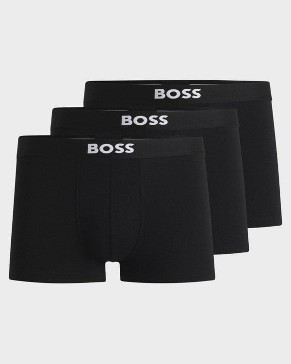 BOSS Orange BOSS Orange 3-Pack Mens Stretch-Cotton Trunks with Logo Waistbands NOS